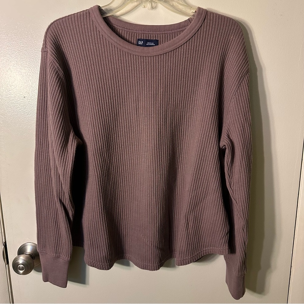 GAP Women's Ribbed Long Sleeve Top - Dusty Purple